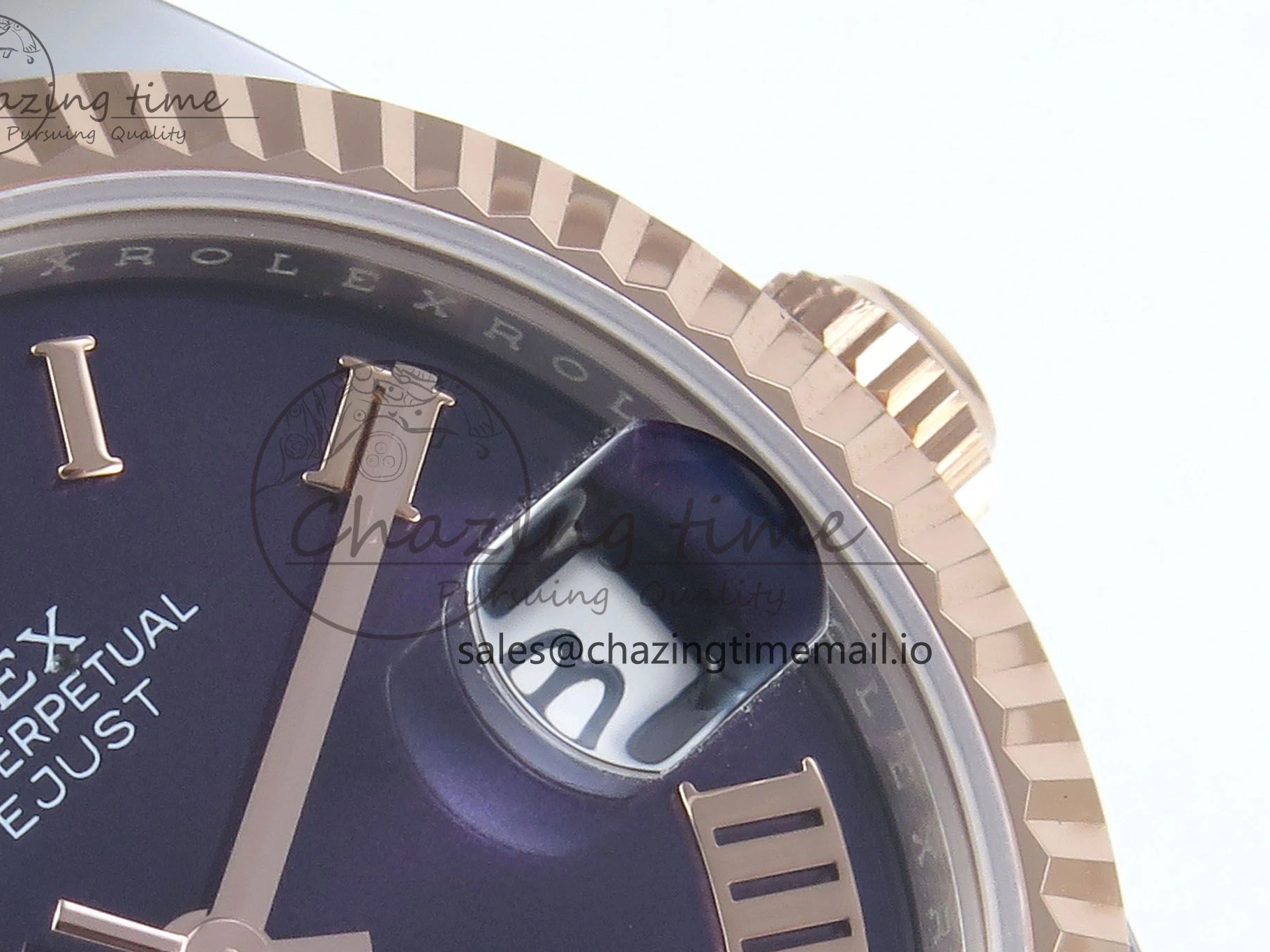 MiroTime 0218 DateJust 31 278271 ARF 1:1 Best Edition 904L Steel Purple Roman Diamonds Dial on SS RG Oyster Bracelet ETA TechFriendly 523
